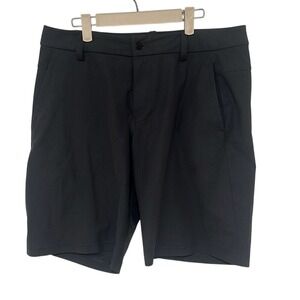 Lululemon Mens Black Flat Front Classic Fit Stretch Pocket Casual Shorts Size 36
